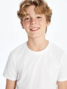 LCW Kids White Crew Neck Boys' T-Shirt