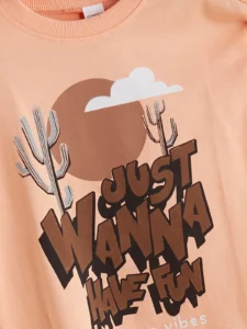 LCW Kids Orange Crew Neck Printed Boys' T-Shirt - Image 2