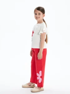LCW Kids White Crew Neck Floral Girls' T-Shirt - Image 2