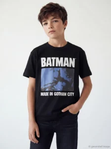 LCW Kids Black Batman Printed Boys' T-Shirt