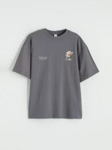 LCW Kids Gray Crew Neck San Francisco Printed Girls' T-Shirt - Image 3