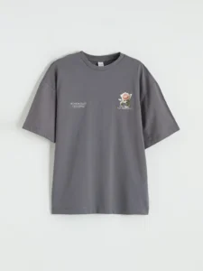 LCW Kids Gray Crew Neck San Francisco Printed Girls' T-Shirt - Image 4