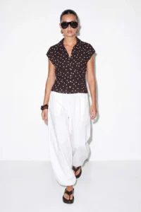 Drop by TrendyolMilla Shirt Collar lace Detailed Polka Dot buttoned Blouse - Image 2
