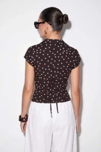 Drop by TrendyolMilla Shirt Collar lace Detailed Polka Dot buttoned Blouse - Image 3