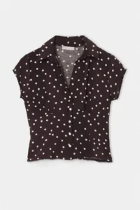 Drop by TrendyolMilla Shirt Collar lace Detailed Polka Dot buttoned Blouse - Image 4