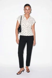 Drop by TrendyolMilla Shirt Collar lace Detailed Polka Dot buttoned Blouse - Image 2