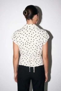 Drop by TrendyolMilla Shirt Collar lace Detailed Polka Dot buttoned Blouse - Image 3