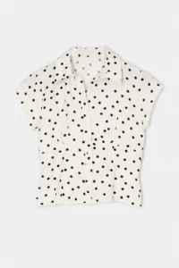 Drop by TrendyolMilla Shirt Collar lace Detailed Polka Dot buttoned Blouse - Image 4
