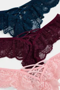 TRENDYOLMİLLA PINK-Multicolored 3 Sets Lace brazilian Knitting Panties - Image 2