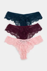 TRENDYOLMİLLA PINK-Multicolored 3 Sets Lace brazilian Knitting Panties - Image 3