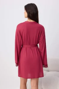 TRENDYOLMİLLA Burgundy 4 Sets Lace Detailed Viscose Knitting Pajama Set - Image 6