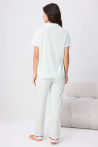 TRENDYOLMİLLA MINT 3 Sets Checkered Cherry Stripe Detailed Knitting Pajama Set - Image 3