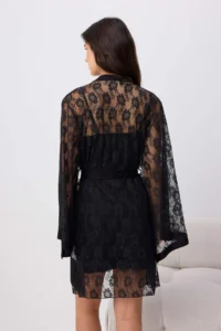 TRENDYOLMİLLA Black 4 Sets Lace Detailed Viscose Knitting Pajama Set - Image 8