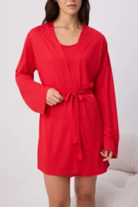 TRENDYOLMİLLA Red 3 Sets Viscose Knitting Pajama Set - Image 3