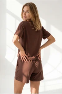 Olalook Women's Brown Lace Detailed Flowy Top and Bottom Suit - Image 6