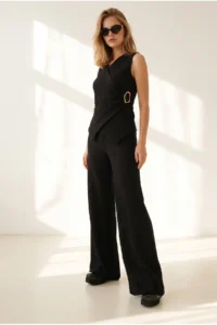 Olalook Women's Black Bottom-Upper Textured Wrap Suit - Image 3