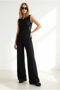 Olalook Women's Black Bottom-Upper Textured Wrap Suit - Image 4