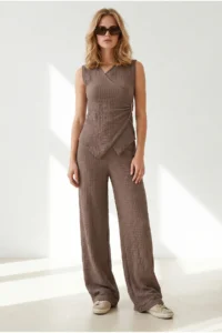 Olalook Women's Mink Bottom and Top Textured Wrap Suit - Image 2