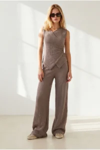 Olalook Women's Mink Bottom and Top Textured Wrap Suit - Image 3