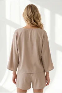 Olalook Women's Stone Woven Viscose Jacket Shorts Set - Image 5