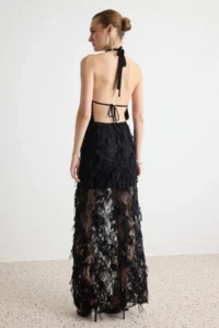 TRENDYOLMİLLA Black shift/Plain Cut Maxi Knitting Evening Gown & Graduation Dress - Image 5