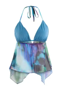 TRENDYOLMİLLA Multicolored Batik Sleeveless Knitting Tulle Blouse - Image 7