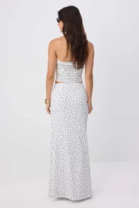 TRENDYOLMİLLA Black-WHITE Polka Dot Accessory Detailed Maxi Knitting Elegant/Evening Skirt - Image 4