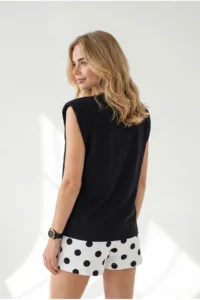 Olalook Women's Black Padded Modal Basic T-Shirt - Image 5
