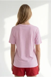 Olalook Women PINK Pocket Detail Cotton T-Shirt - Image 5