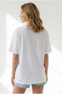 Olalook Women's White Pasta Sicilia Printed Boyfriend Cotton T-Shirt - Image 6