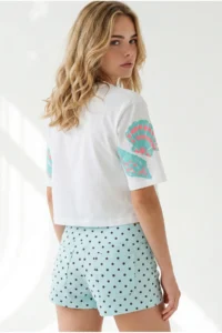 Olalook Women's White Seashell Printed Cotton T-Shirt - Image 4