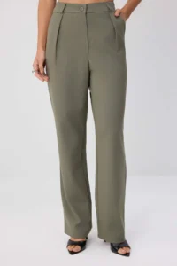 TRENDYOLMİLLA Light Khaki Arched Straigt/Plain Cut Weaving Dress Pants - Image 3