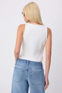 TRENDYOLMİLLA WHITE Belt Detailed Sleeveless Weaving Blouse - Image 4