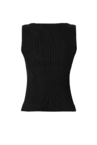 TRENDYOLMİLLA Black Plain Fitted Cowl Neck Sleeveless Lace Detailed Crop Ribbed Flexible Knitting Blouse - Image 8