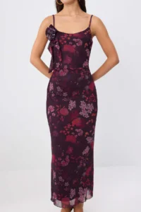 TRENDYOLMİLLA Multicolored*001 Abstract Applique Maxi Knitting Dress - Image 3