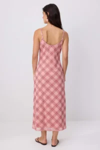 TRENDYOLMİLLA PINK Plaid / Checkered Binding Detailed Maxi Knitting Dress - Image 4