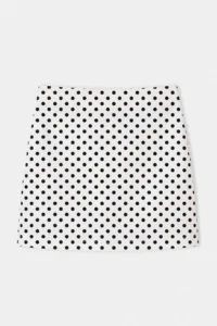 TRENDYOLMİLLA Black-WHITE Polka Dot Gabardine Mini Skirt - Image 5