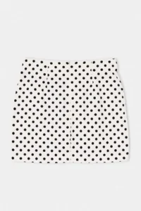 TRENDYOLMİLLA Black-WHITE Polka Dot Gabardine Mini Skirt - Image 8