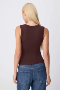 TRENDYOLMİLLA Brown-BEIGE Plain Fitted V-neck Thick Sleeveless Sleeveless Soft Knitting Tank Top - Image 7