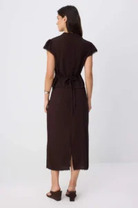 TRENDYOLMİLLA Brown slim Fit Shirt Midi Skirt Weaving Bottom - Top Set - Image 4