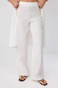 TRENDYOLMİLLA WHITE LONG Vest Blouse and Pants Weaving Bottom&Top Bottom - Top Set - Image 3