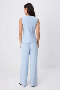 TRENDYOLMİLLA Light BLUE Soft Material Button Detailed Vest and TrousersWoven Bottom&Top Bottom - Top Set - Image 4