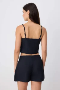 TRENDYOLMİLLA NAVY BLUE Cotton Hanging Blouse Mini Shorts Skirt Weaving Bottom&Top Bottom - Top Set - Image 4