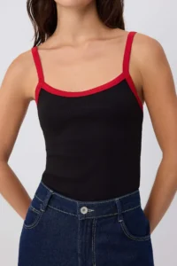 TRENDYOLMİLLA Black Plain Fitted Cowl Neck Sleeveless Piped snaps Ribbed Flexible Knitting Bodysuit .D.00039 - Image 3