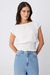 TRENDYOLMİLLA WHITE Gipelli Sleeveless Fitted Blouse - Image 2