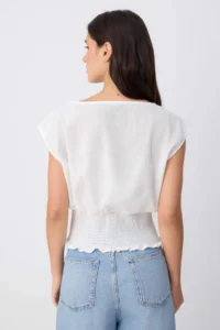 TRENDYOLMİLLA WHITE Gipelli Sleeveless Fitted Blouse - Image 4