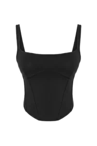 TRENDYOLMİLLA Black Plain Fitted Square Neck Thin Sleeveless Sleeveless Ribbed Flexible Knitting Blouse - Image 5