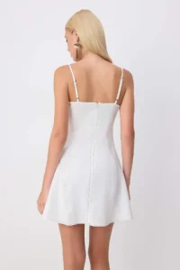 TRENDYOLMİLLA Ecru Cowl Neck A-Cut/Life Form Short / Mini Weaving Dress - Image 4