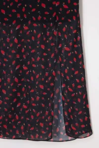 TRENDYOLMİLLA Black-Multicolored Floral Heart Collar shift/Plain Cut Maxi Weaving Siphon Dress - Image 6