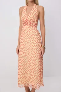 TRENDYOLMİLLA Red-Multicolored Abstract A-Cut/Life Form Maxi Weaving Dress - Image 3